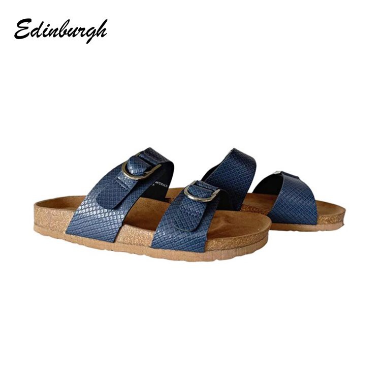 Two Strap Suede Leather Cork Sandal